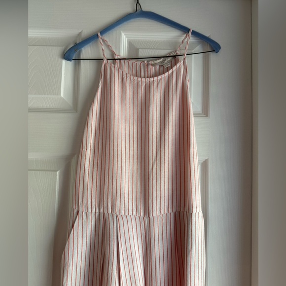 LOFT Linen Pink and White Striped Jumpsuit - Picture 7 of 12